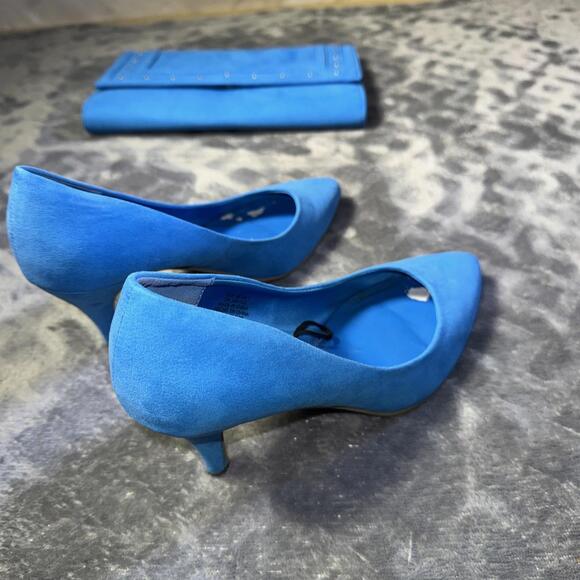 H&M Women's Heels Baby Blue Sz 7 With Matching Clutch - Picture 4 of 15